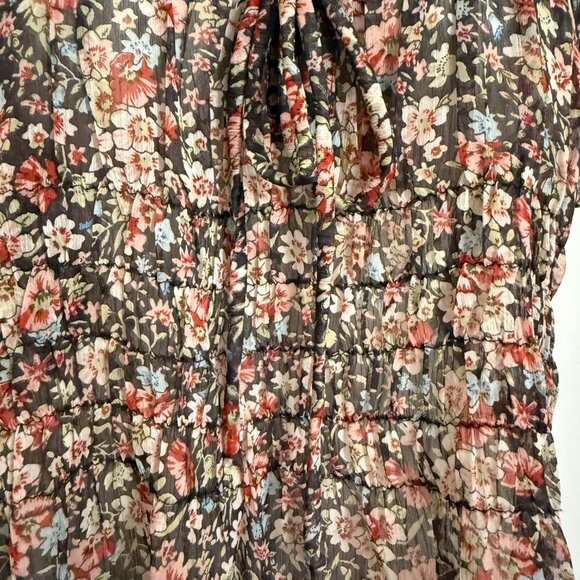 American Rag Cie Blouse SZ XL Milkmaid Boho Smocked Front Tie Back - Picture 3 of 5